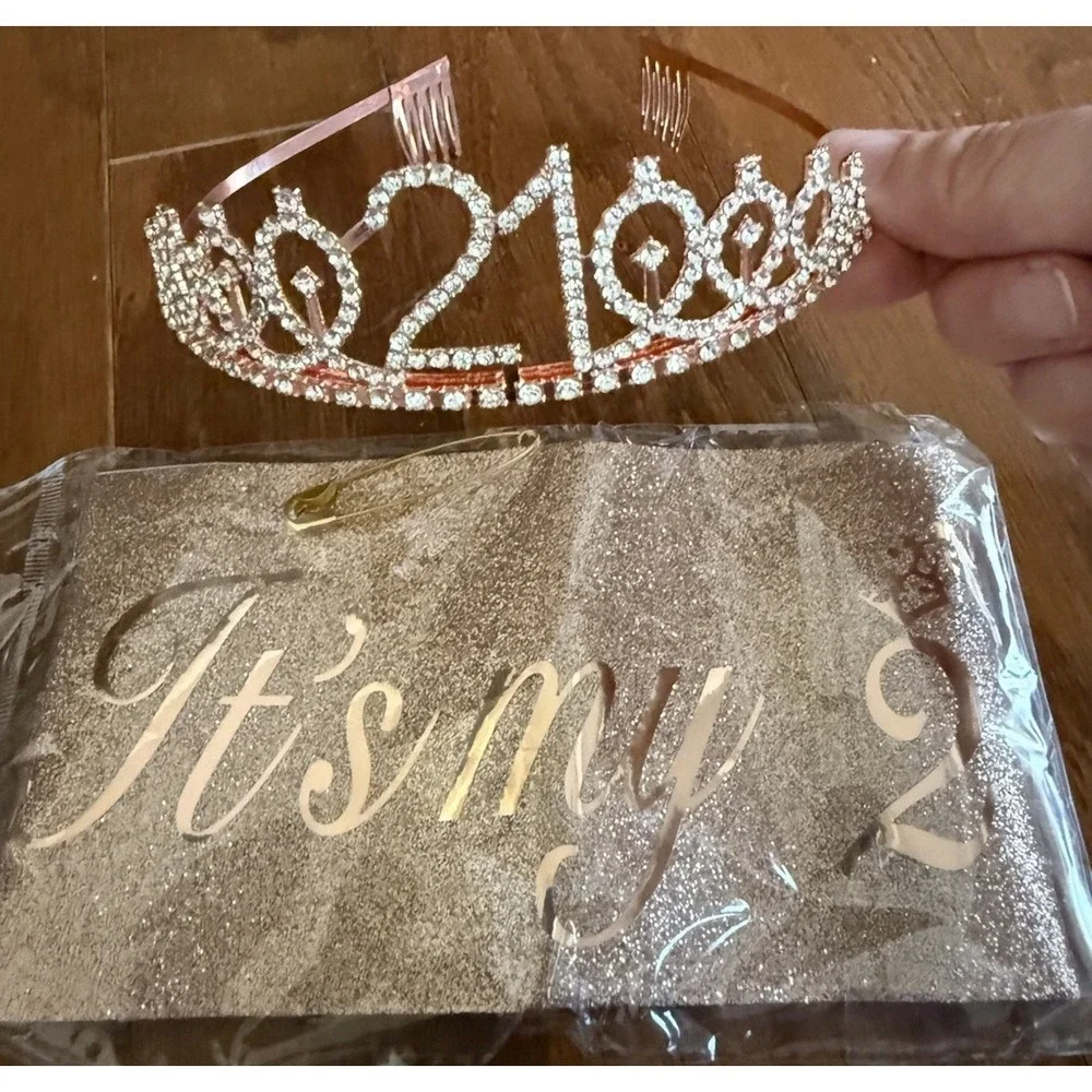 21st Birthday Rose Gold Tiara & Sash 